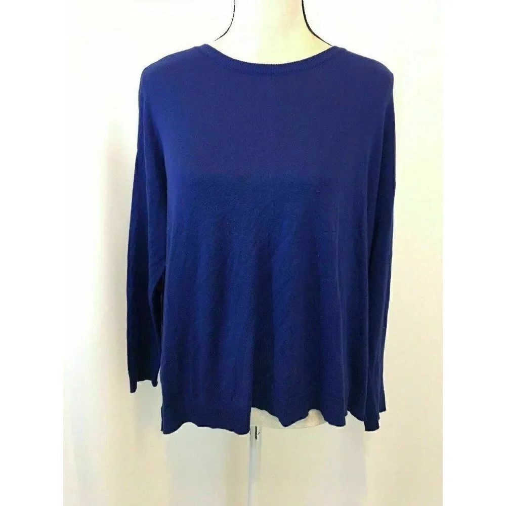 Zara Womens Dark Blue Long Sleeve Knit Sweater Top Medium